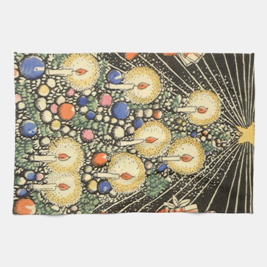 Weihnachten, Tree mit Kerzen und ein Star Geschirrtuch (Horizontal)