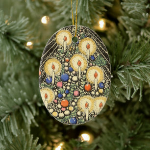 Weihnachten, Tree mit Kerzen und ein Star Keramikornament