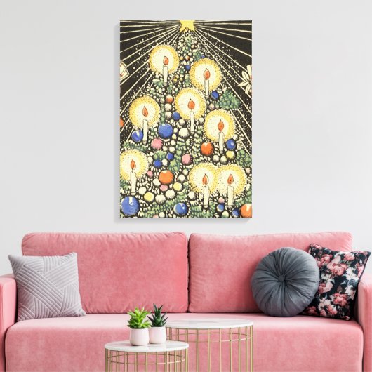 Weihnachten, Tree mit Kerzen und ein Star Leinwanddruck (Insitu (Wohnzimmer))