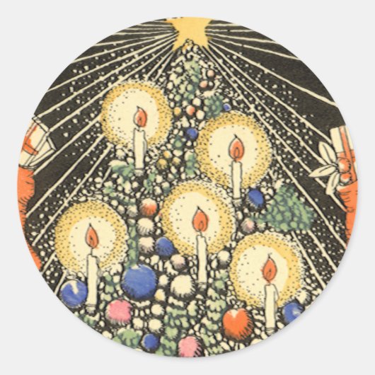 Weihnachten, Tree mit Kerzen und ein Star Runder Aufkleber (Vorderseite)