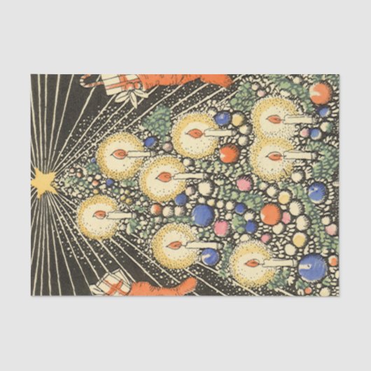 Weihnachten, Tree mit Kerzen und ein Star Seidenpapier (Vorderseite)