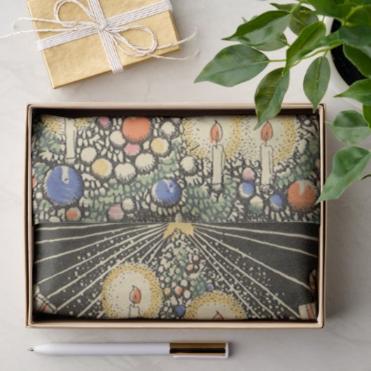 Weihnachten, Tree mit Kerzen und ein Star Seidenpapier (Geschenk)