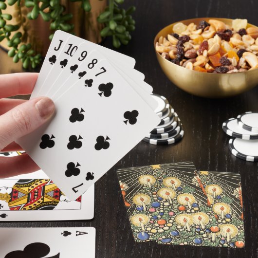 Weihnachten, Tree mit Kerzen und ein Star Spielkarten (In Situ)