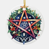 Weihnachten Tree Winter Solstice Holly Wicca Penta Keramik Ornament (Vorne)