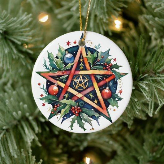 Weihnachten Tree Winter Solstice Holly Wicca Penta Keramik Ornament (Baum)