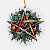 Weihnachten Tree Winter Solstice Holly Wicca Penta Keramik Ornament (Vorne)