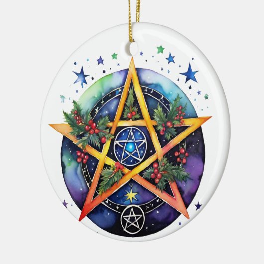 Weihnachten Tree Winter Solstice Holly Wicca Penta Keramik Ornament (Links)