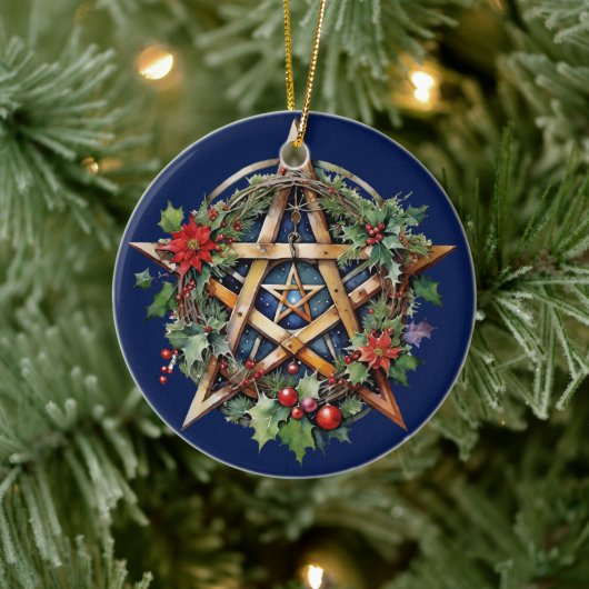 Weihnachten Tree Winter Solstice Holly Wicca Penta Keramik Ornament (Baum)
