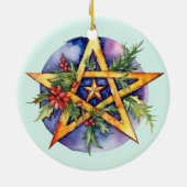Weihnachten Tree Winter Solstice Holly Wicca Penta Keramik Ornament (Hinten)