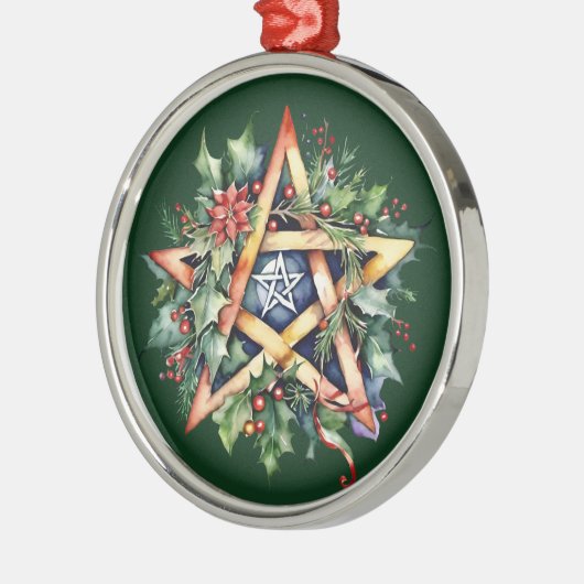 Weihnachten Tree Winter Solstice Landschaft Wicca  Ornament Aus Metall (Links)