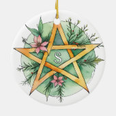 Weihnachten Tree Winter Solstice Monogram Wicca Pe Keramik Ornament (Hinten)