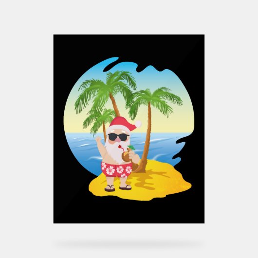 Weihnachten Tropical Beach Funny Santa Claus Acrylschild (Vorderseite)