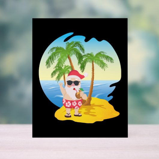 Weihnachten Tropical Beach Funny Santa Claus Acrylschild (Neutral)