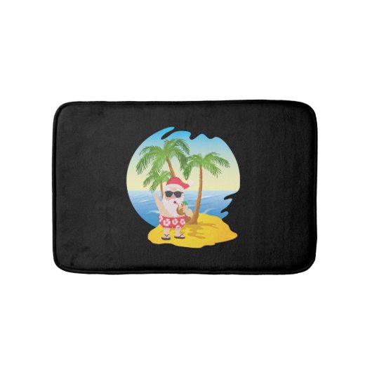 Weihnachten Tropical Beach Funny Santa Claus Badematte (Vorderseite)