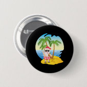 Weihnachten Tropical Beach Funny Santa Claus Button (Vorne & Hinten)