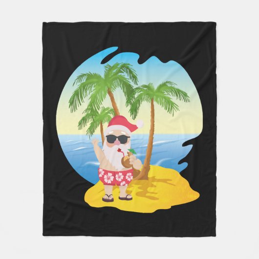 Weihnachten Tropical Beach Funny Santa Claus Fleecedecke (Vorderseite)