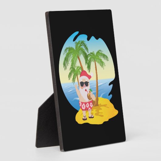 Weihnachten Tropical Beach Funny Santa Claus Fotoplatte (Seite)