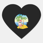 Weihnachten Tropical Beach Funny Santa Claus Herz-Aufkleber (Vorderseite)