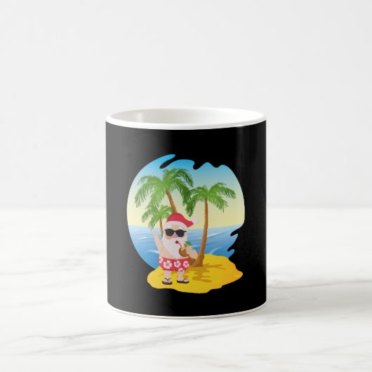 Weihnachten Tropical Beach Funny Santa Claus Kaffeetasse (Mittel)