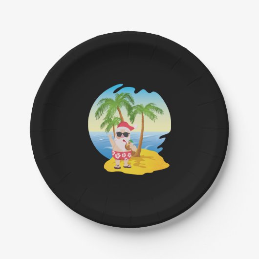 Weihnachten Tropical Beach Funny Santa Claus Pappteller (Vorderseite)