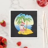 Weihnachten Tropical Beach Funny Santa Claus Serviette (Beispiel)
