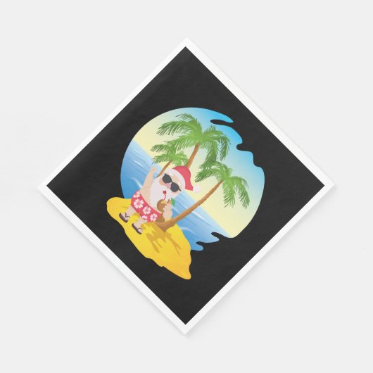 Weihnachten Tropical Beach Funny Santa Claus Serviette (Ecke)