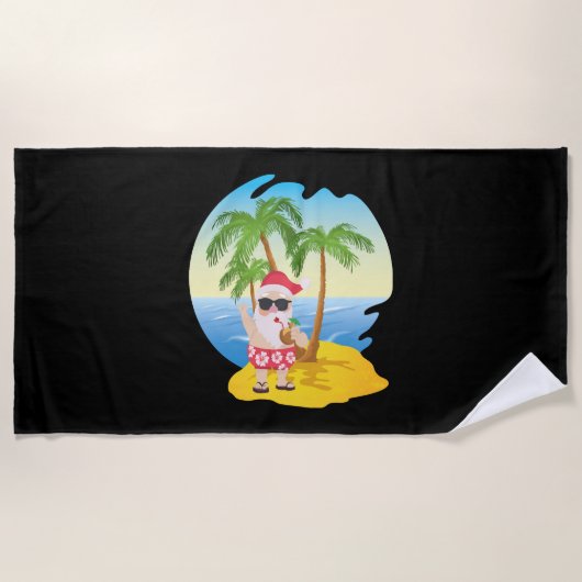 Weihnachten Tropical Beach Funny Santa Claus Strandtuch (Vorderseite)