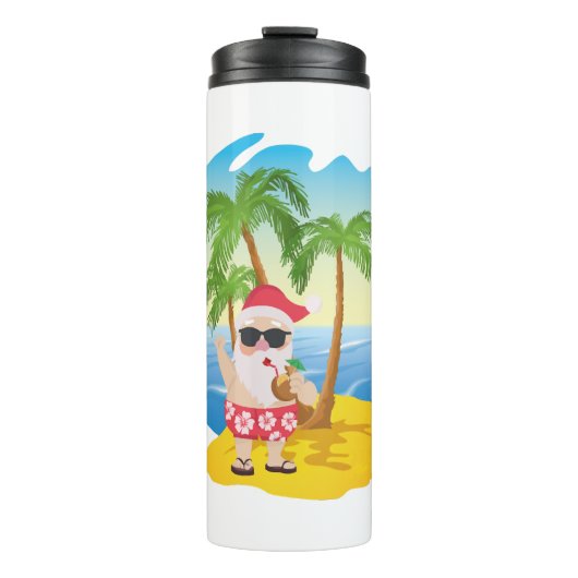 Weihnachten Tropical Beach Funny Santa Claus Thermosbecher (Vorderseite)