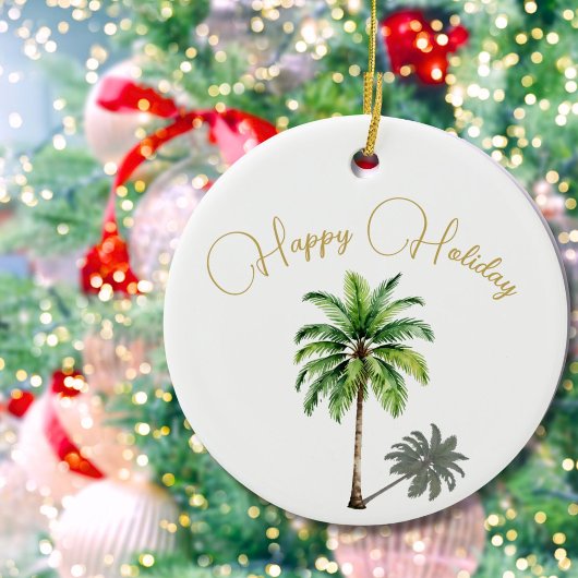 Weihnachten Tropical Palm Tree Gold Merry Keramik Ornament