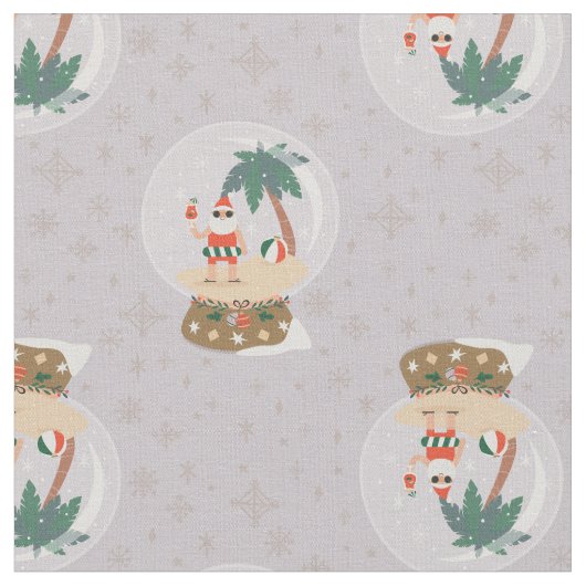 Weihnachten Tropischer Sommer Schneeglobe santa Stoff (Nahaufnahme)