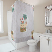 Weihnachten Tropischer Sommer Schneeglocke schwarz Duschvorhang (Beispiel)