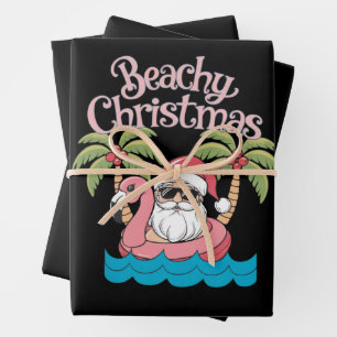 Weihnachten - tropischer Urlaub am Strand Santa Be Geschenkpapier Set