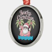 Weihnachten - tropischer Urlaub am Strand Santa Be Ornament Aus Metall (Links)