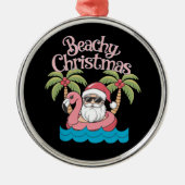 Weihnachten - tropischer Urlaub am Strand Santa Be Ornament Aus Metall (Vorne)