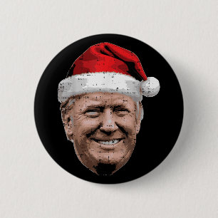 Weihnachten Trump Gesicht Santa Lustiges Xmas Meme Button