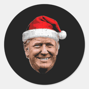 Weihnachten Trump Gesicht Santa Lustiges Xmas Meme Runder Aufkleber