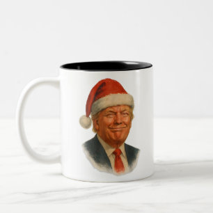 Weihnachten Trump Gesicht Santa Lustiges Xmas Meme Zweifarbige Tasse