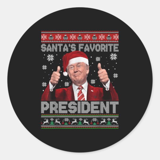 Weihnachten Trumps Lieblingspräsident Xmas Ug Runder Aufkleber (Vorderseite)