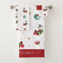 Weihnachten Tufted Titmouse Watercolor Winter Bird Badhandtuch Set