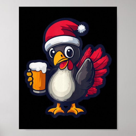 Weihnachten Türkei Tier mit Bier Comic Poster (Vorne)