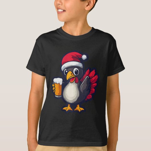 Weihnachten Türkei Tier mit Bier Comic T-Shirt (Vorderseite)