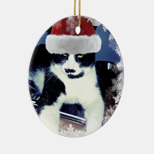 Weihnachten Tuxedo Cat Runde Ornamente (Rechts)