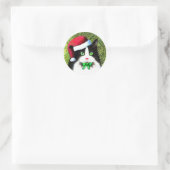 Weihnachten Tuxedo Katze mit Bow Runder Aufkleber (Tasche)