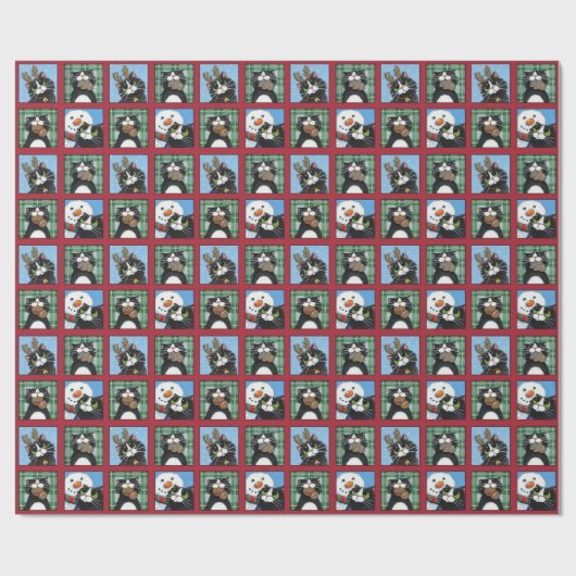 Weihnachten Tuxedo Katzen, Snowmen und Lebkuchen M Geschenkpapier (Flach)