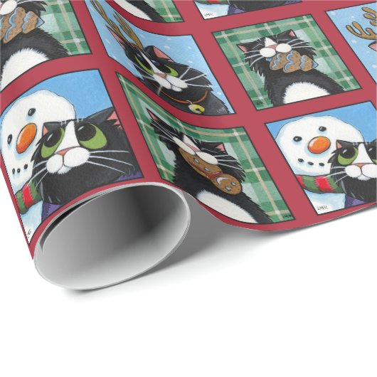 Weihnachten Tuxedo Katzen, Snowmen und Lebkuchen M Geschenkpapier (Rolleneckpunkt)