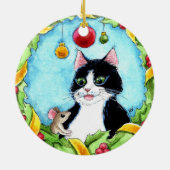 Weihnachten Tuxedo Katzenmaus Winterschmuck Keramik Ornament (Hinten)