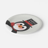 Weihnachten Tuxedo Pinguin Personalisierte Babydus Pappteller (Schrägansicht)