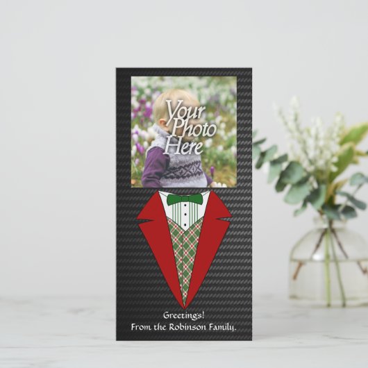 Weihnachten Tuxedo, Rot und Grün (Stehend Vorderseite)