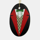 Weihnachten Tuxedo, Rot und Grün Keramik Ornament (Links)