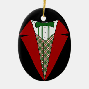 Weihnachten Tuxedo, Rot und Grün Keramik Ornament